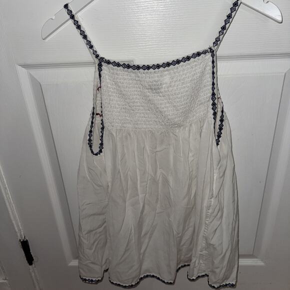 Anthropologie Pilcro Harlee‎ White Sleeveless Embroidered Top XL Red White Blue - Picture 5 of 6